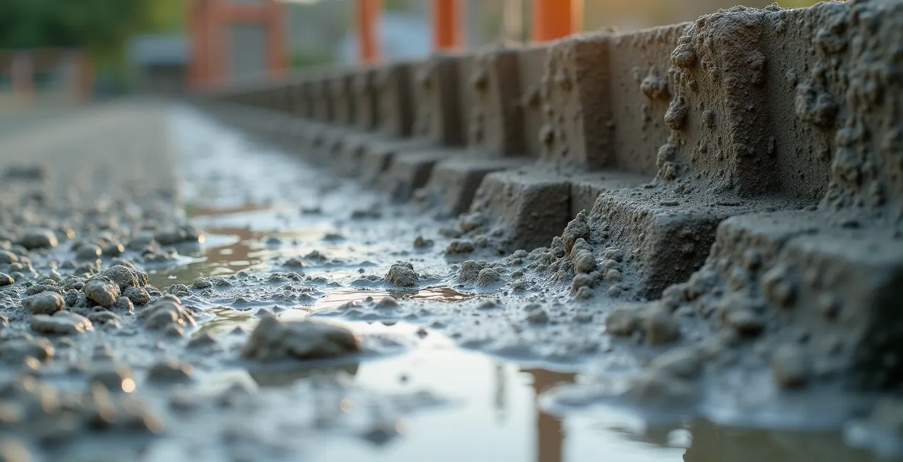 Coulage de béton hydrofuge dans une structure de piscine en construction