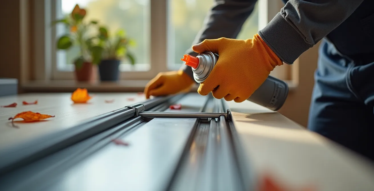Application de lubrifiant silicone sur rails de table extensible