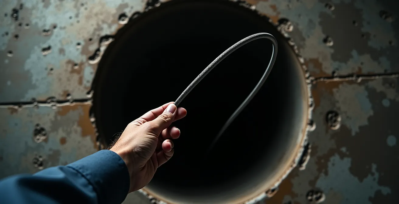 Inspection de l'épaisseur de boue dans une citerne avec caméra endoscopique