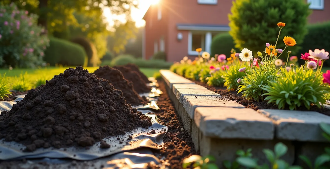 Transformation créative des terres excavées en aménagement paysager harmonieux dans un jardin belge